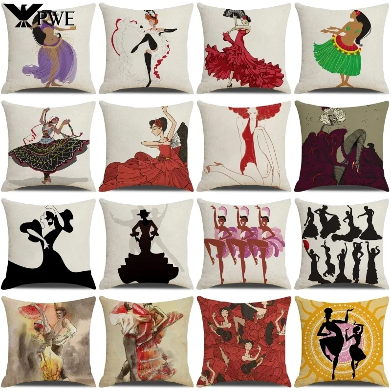 Passionate Dancer Printed Cushion Cover 18x18 Inches Pillow Covers Hotel Home Car Decorative Art Pillowcase Linen Cushion Case