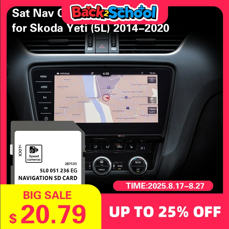 

Use for Skoda Yeti 2014-2020 Map Cover Europe Melta Romania Portugal GPS SD Card