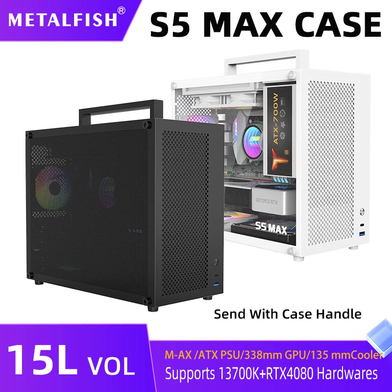 MAX Computer Case Gaming PC Chassis Support MATX/ITX 24.5*24.5cm SFX/ATX PSU 135 Mid Tower /180 WaterCooling Cooler