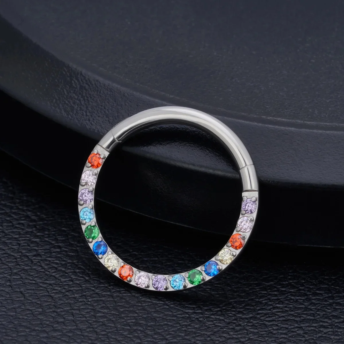 G23 Titanium 16G Septum Clicker Nose Rings Hoop Colored CZ Piercing Daith Helix Tragus Cartilage Conch Earring Women Jewelry