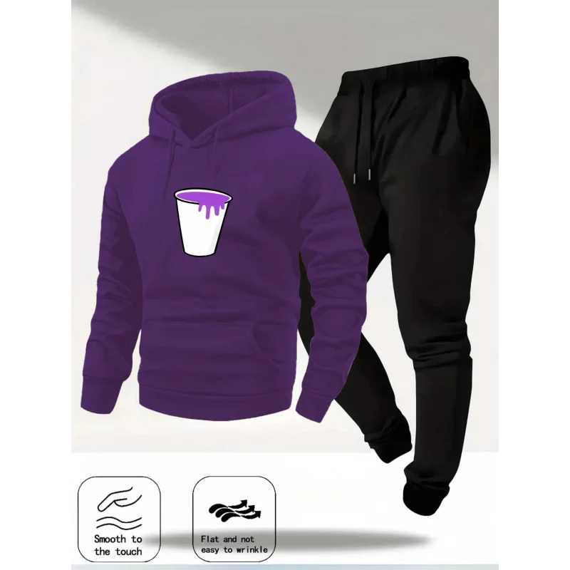 طقم هوديي أرجواني Rave Daddy ملابس كاجوال بنمط مطبوع للرجال والنساء، مثالي للحفلات وملابس الشارع والملابس اليومية #2