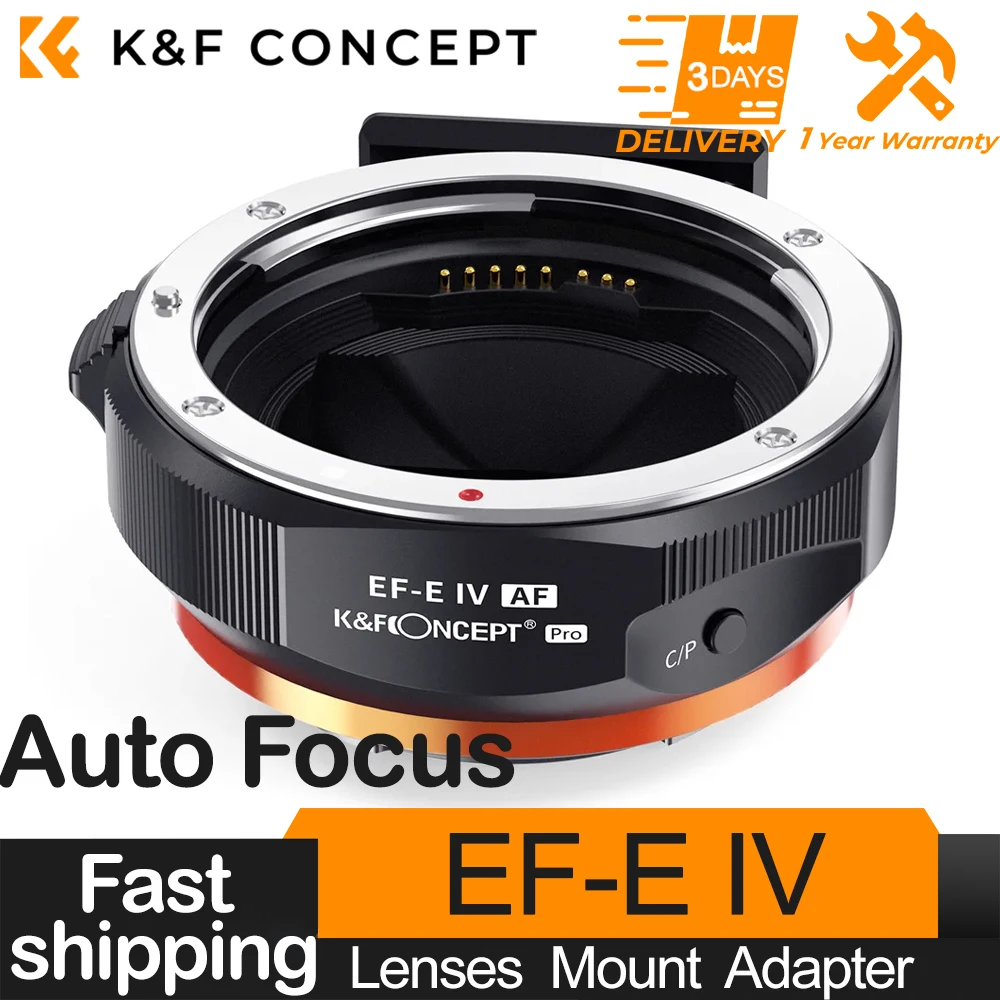 

K&F Concept Auto Focus Mount Adapter EF/EF-S to E Electronic Lens Adapter for Canon EF EF-S Mount Lens to Sony E Mount Cameras