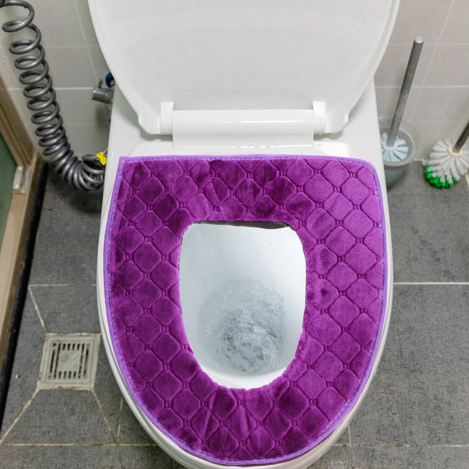 

1Pcs Thick Toilet Seat Cushion Pad Zipper Design Washable Reusable Flannelette Material Suitable for Home Office Mall Bathroom