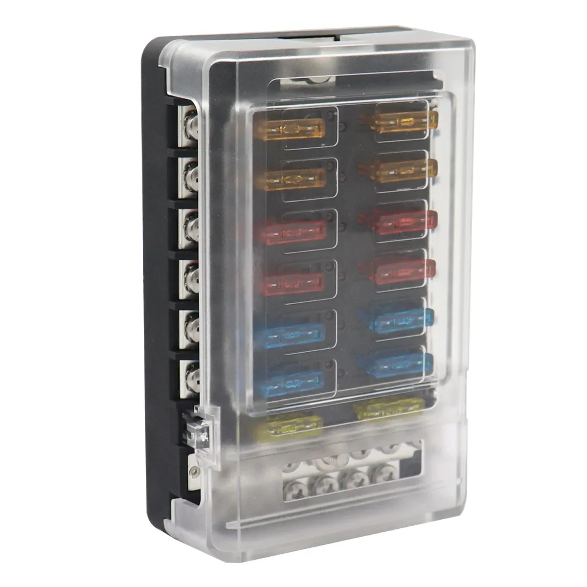 

RV Yacht Modified Fuse Box 12-way Fuse Holder with Light Strip 100A Negative Bus Integrated