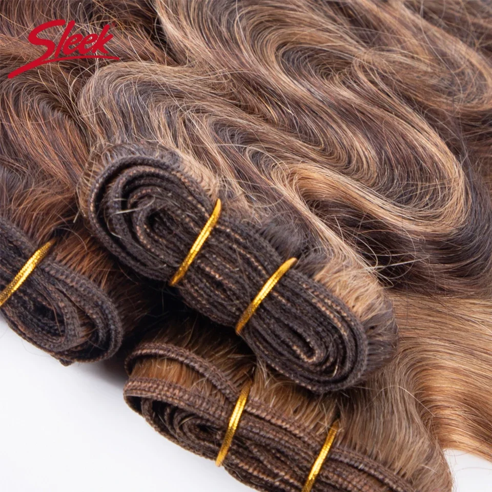 Sleek Brazilian Blond P4/27 P6/27 Body Wave Human Hair Weave Bundles Natural Remy Brown P6/30 P1B/30 Colored Hair