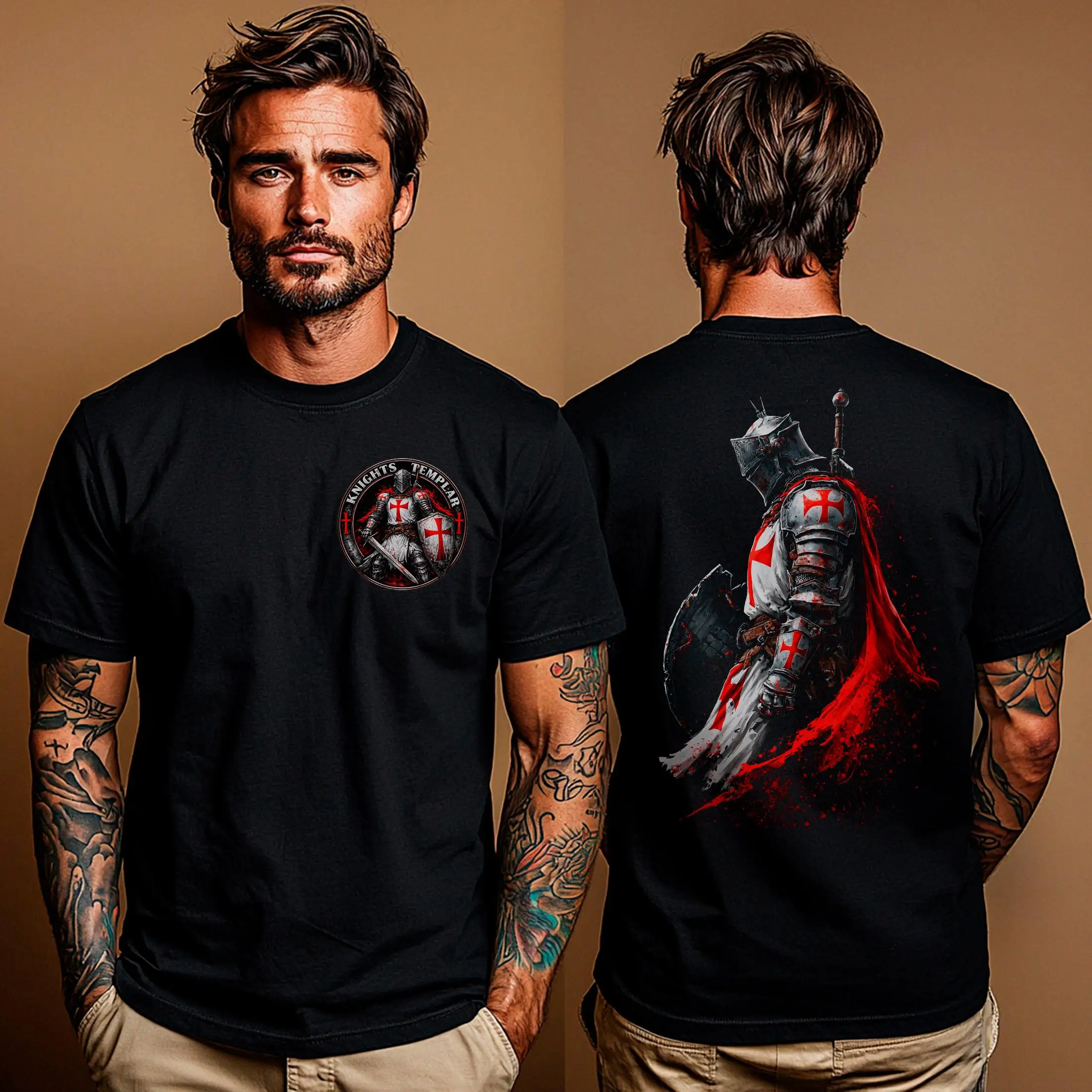Knight Templar T-Shirt: Crusader Warrior Shirt | Medieval Armor Unisex Tee | Dark Gothic Knight