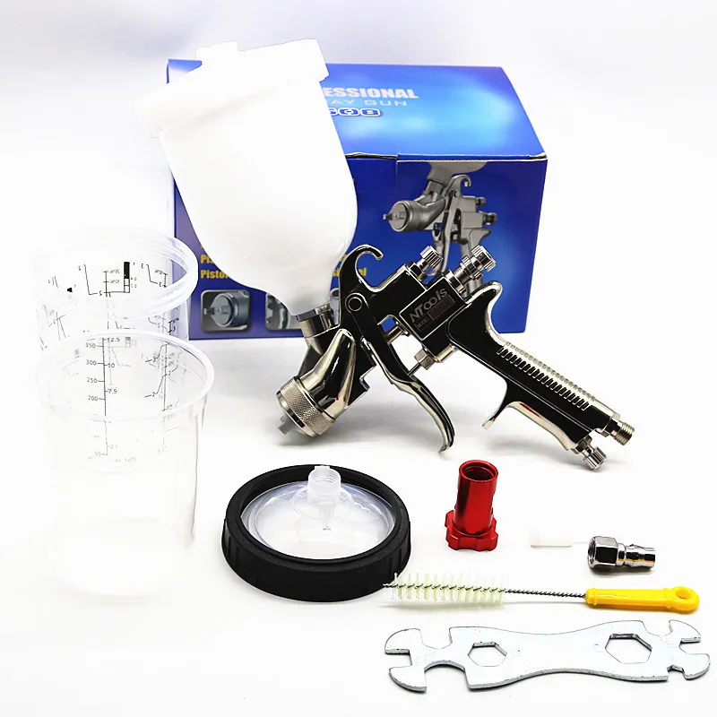 Spray Gun 1.1/1.3/1.7/2.0/2.5MM Nozzle Can Choose 600CC/400CC Tank Air Paint Gun With Paint Mixing Cup And Adapter Airbrush