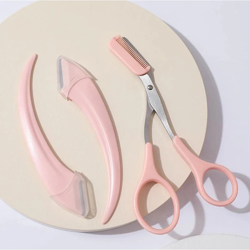 3pcs/set Eyebrow Scissors Comb Professional Precision Eyebrow Razor Trimmer Set Grooming Trimming Hair Removal Beauty Tool