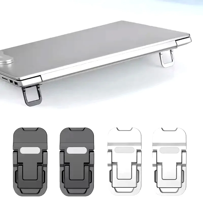 2PCS Mini Foldable Laptop Stand Portable Computer Keyboard Riser with 2 Adjustable Angles Self-Adhesive Invisible Notebook Stand