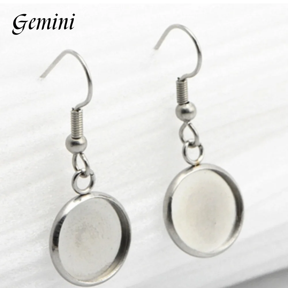 

20pcs 316L Stainless Steel Earrings Hook Cabochon Blank Ear Base Findings 10mm 12mm 20mm For Glass Resin DIY Jewelry Making