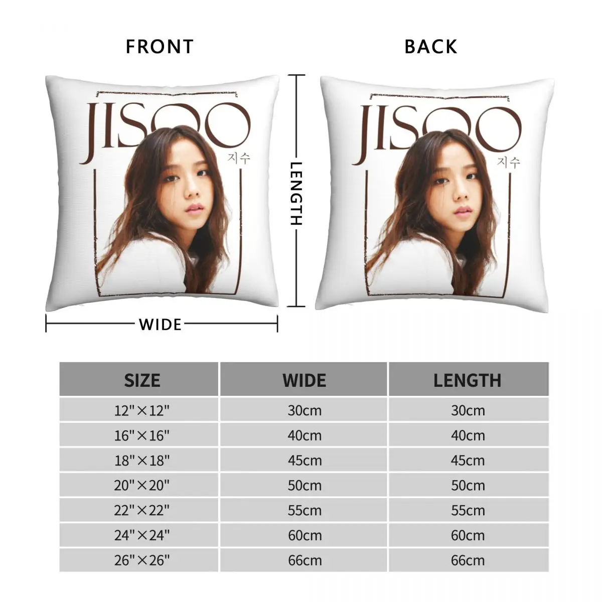 JISOO Pillowcase Polyester Linen Velvet Printed Zip Decor Bed Cushion Cover 45x45