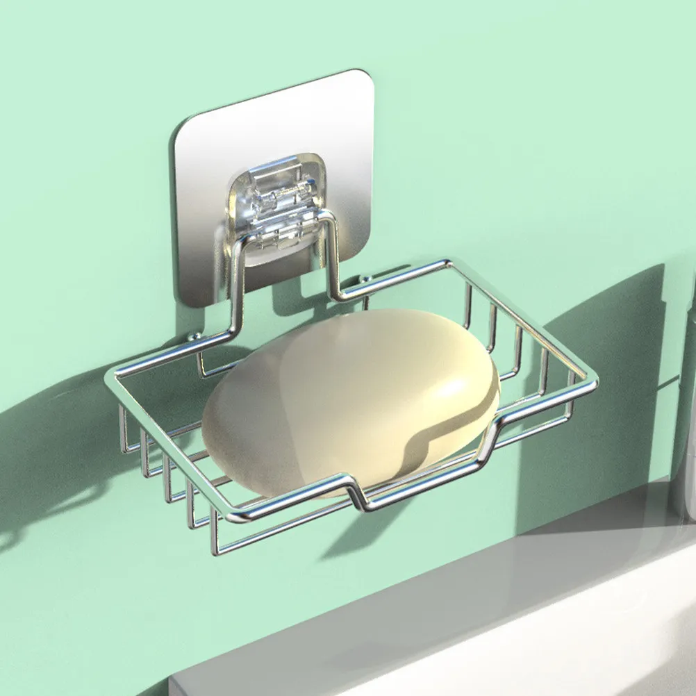 

Single-Layer Stainless Steel Bathroom Kitchen Soap Holder Wall-Mount Soap Dish Punch-Free Self-Draining Storage Rack Organizer