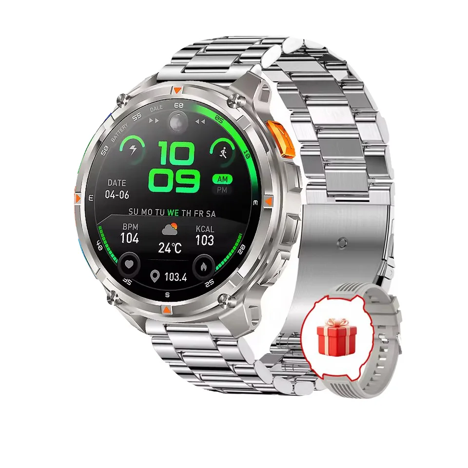 

2026 New 1100mah AMOLED Smart Watch Men 170+Sport Fitness LED Flashlight IP69 Waterproof Bluetooth call GPS track Smartwatch iOS