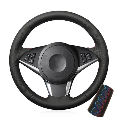Чехол На Руль Из Микрофибры И Кожи Ручной Работы Для BMW E60 E61 530d 545i 550i E63 E64 630i 645Ci 650i, Индивидуальная Подгонка