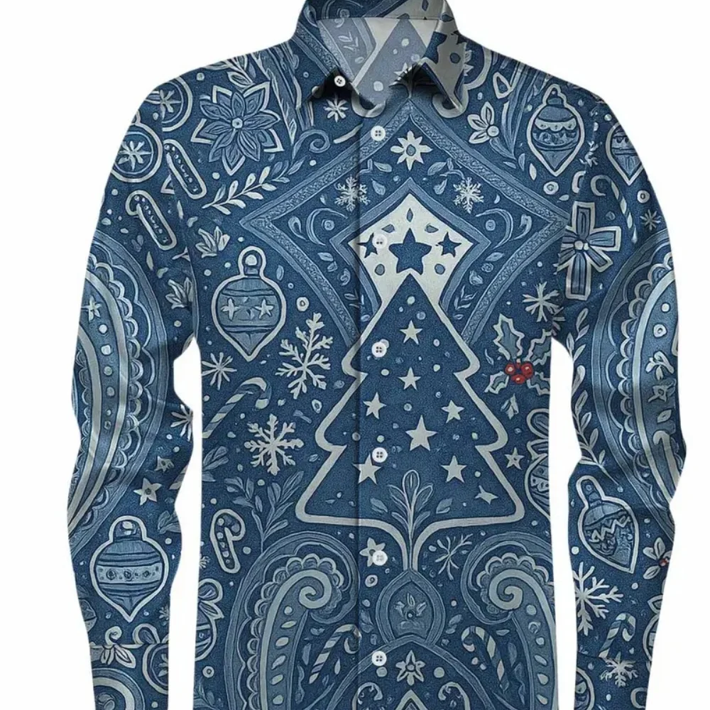 قميص رجالي كاجوال بأكمام طويلة مطبوع عليه جورب عيد الميلاد مقاس كبير، فكرة هدية لحفلات العطلات #5