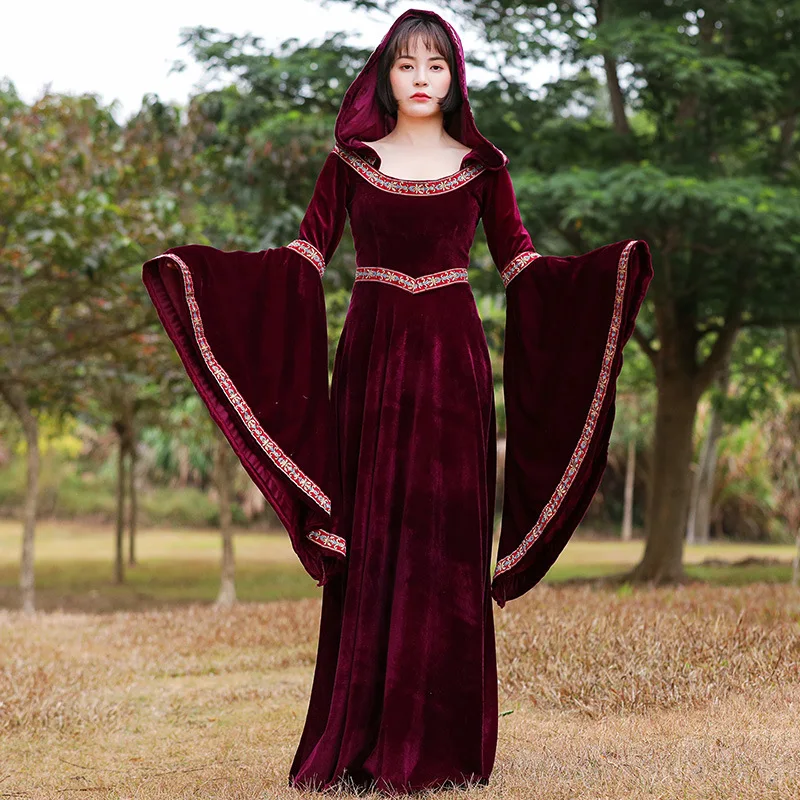 Uniforme Médiéval Rétro Gothique pour Femme, Jupe Longue de Sorcière de Luxe, Robes de Soirée, Cosplay Vampire, Costume d'Halloween