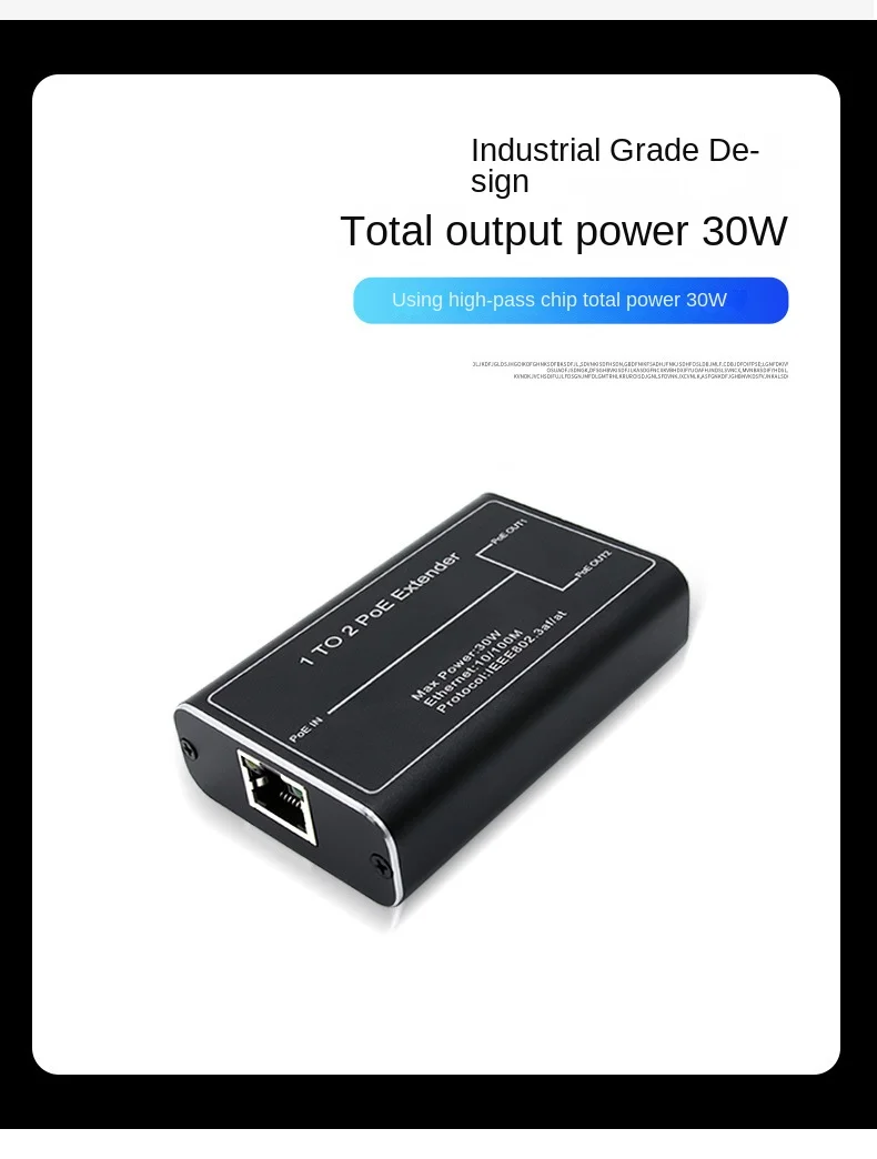 Imagem -06 - Poe e Repetidor Padrão a Ieee 802.3af 100mbps Padrão Extensor de 200m 30w