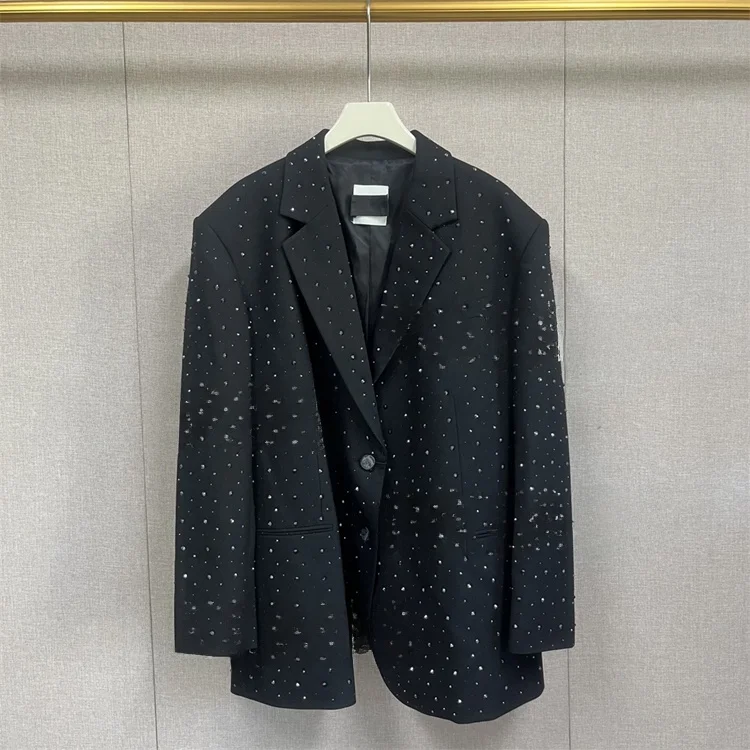 

Faionable Женский костюм Jaet с бриллиантами, ранняя осень, Новое поступление, S Home VE00887, длинный свек, свободный крой