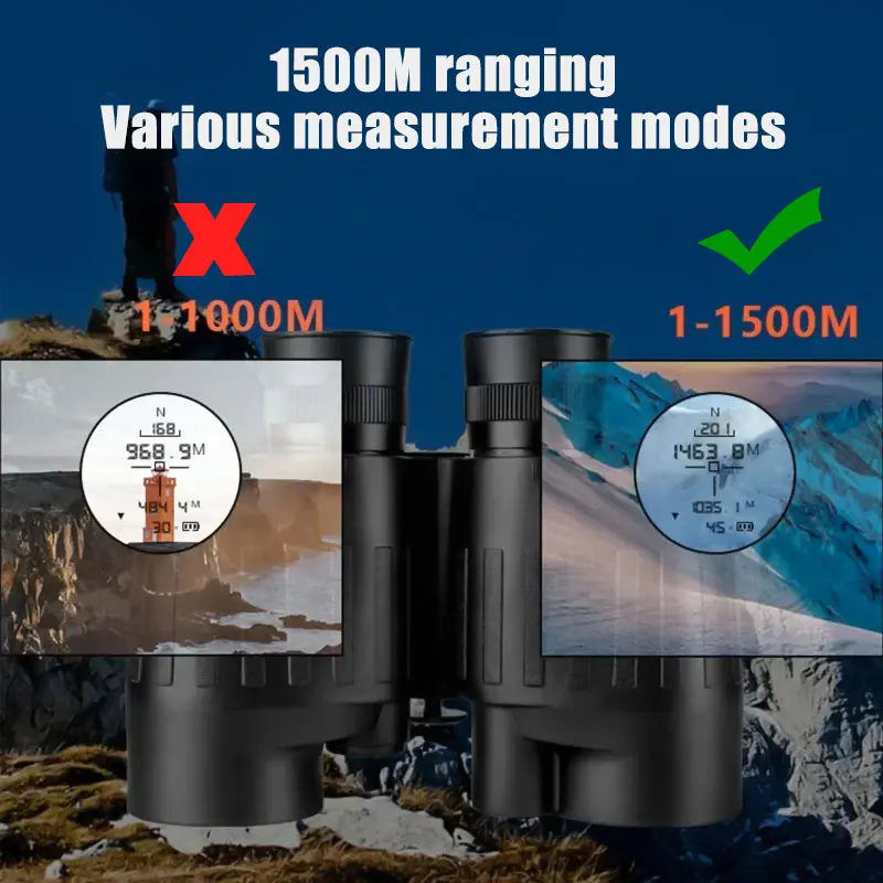 Binocolo da 1500M per caccia ed escursionismo binocolo 8x40 con telemetro e bussola, binocolo UHD marino impermeabile IP65