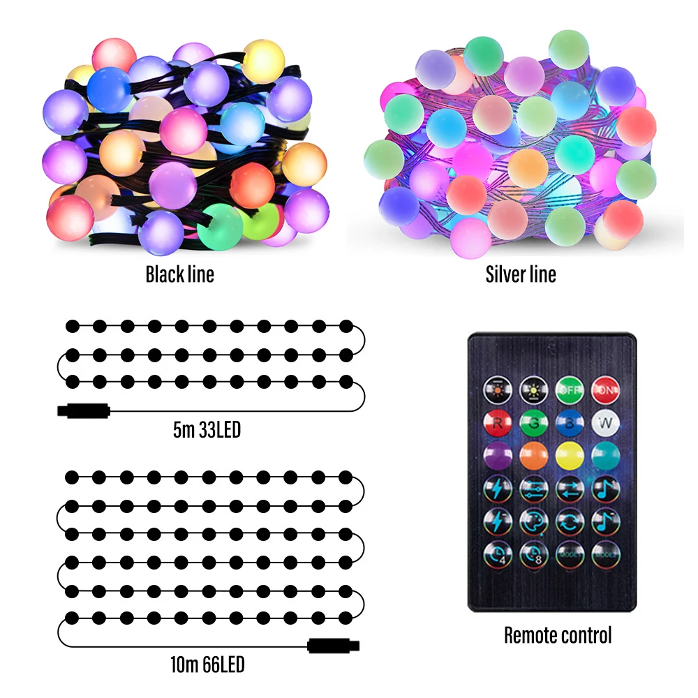 5M 10M String Light Garland Lights APP Smart Control Symphony Light Leather Line Lamp String Garden Christmas Decoration Lantern