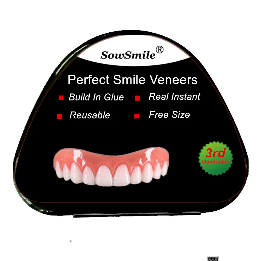 

SowSmile Upgraded Dental Dentier Cosmetic Snap on Fake False Teeth Perfect Instant Smile Teeth Whitening Denture Paste Veneers