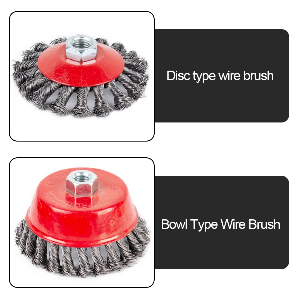 Twisted Steel Wire Wheel Quick Rust Clean Flat Cup Angle Grinder Brush Strong Paint Remove Rotary Twist Knot Deburring
