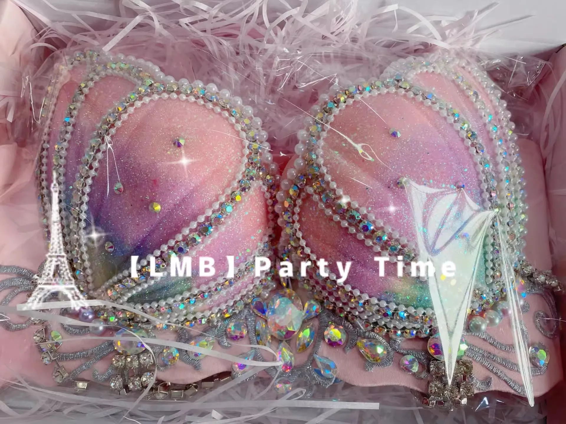 Pink Ocean Mermaid Shell Handmade Heavy Duty Sparkling Diamond nappa reggiseno Luxury Fashion Show Bounce Party Club Nightclub Tops