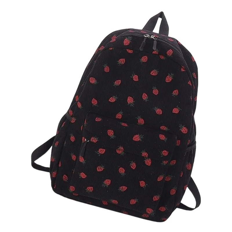 Strawberry Backpack Student School Backpack Laptop Backpack untuk Wanita Remaja Dropship