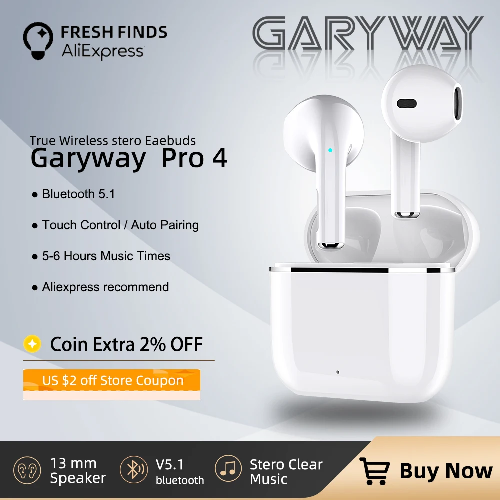 

Беспроводные Bluetooth-наушники Garyway Pro 4, TWS наушники-вкладыши с длительным временем работы в режиме ожидания, сенсорным управлением, встроенным ...