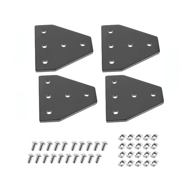 4PC L T Shape Outside Joining Plate 60x60x4mm 5-Hole Joint Bracket Compatible with 2020 Series V-Slot Aluminum Extrusion Profile