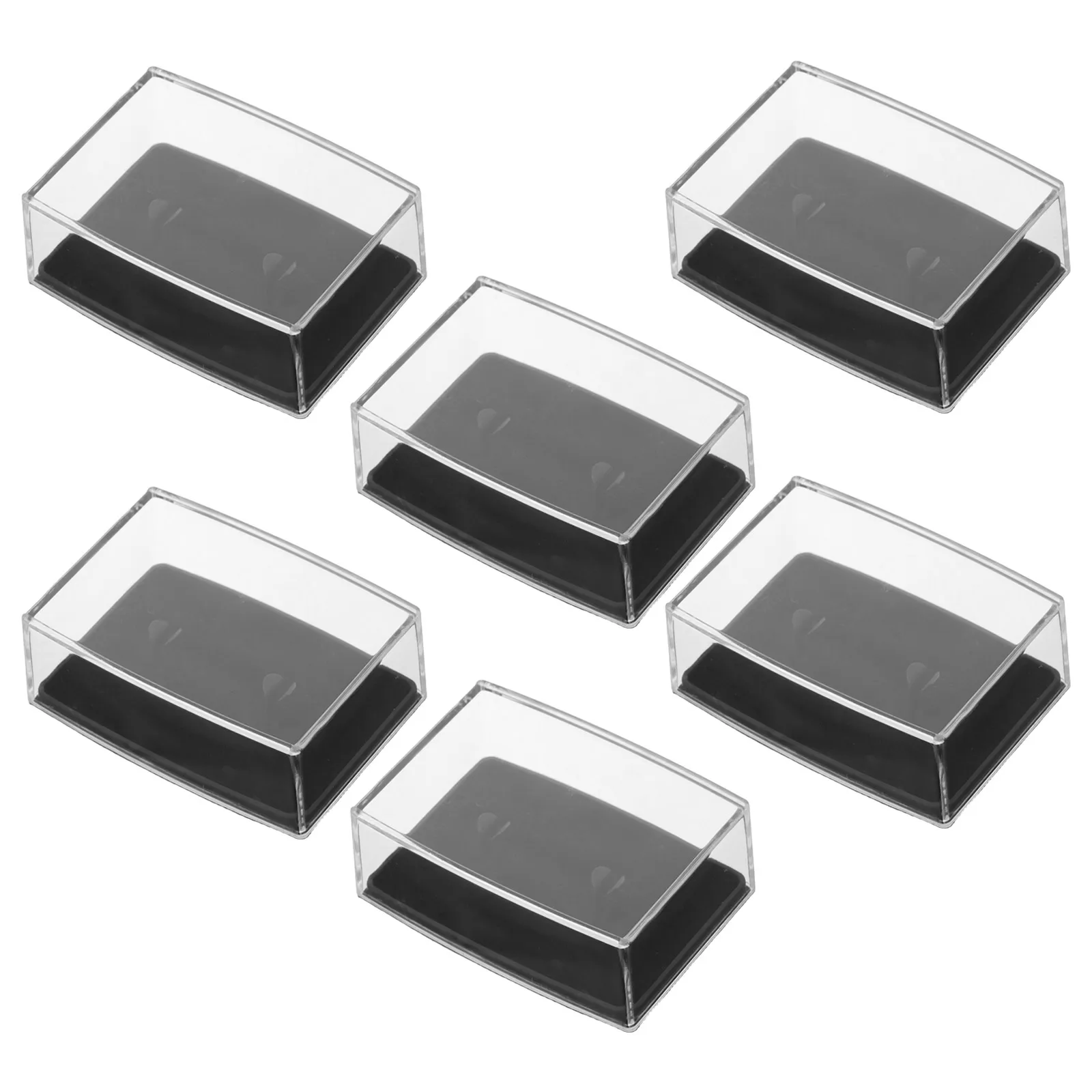 

6pcs Suit Cufflink Box Clear Jewelry Display Case Plastic Pin Badge Holder Portable Organizer Small Storage Ring Container