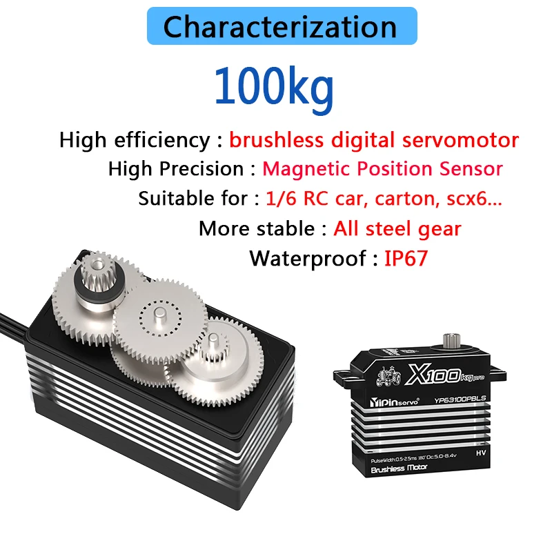 YP 100 กก.120 กก.130 กก.150 กกแรงบิดสูงBrushless Digital Servomotorสําหรับ 1/6 RC Track Car,SCX6,แขนหุ่นยนต์,อุปกรณ์อัตโนมัติ