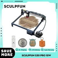 SCULPFUN S30 Pro Laser Engraver, 10W Optical Power with Automatic Full Air Assist Kit, Cut 6mm Plywood in One Pass, 410*400mm