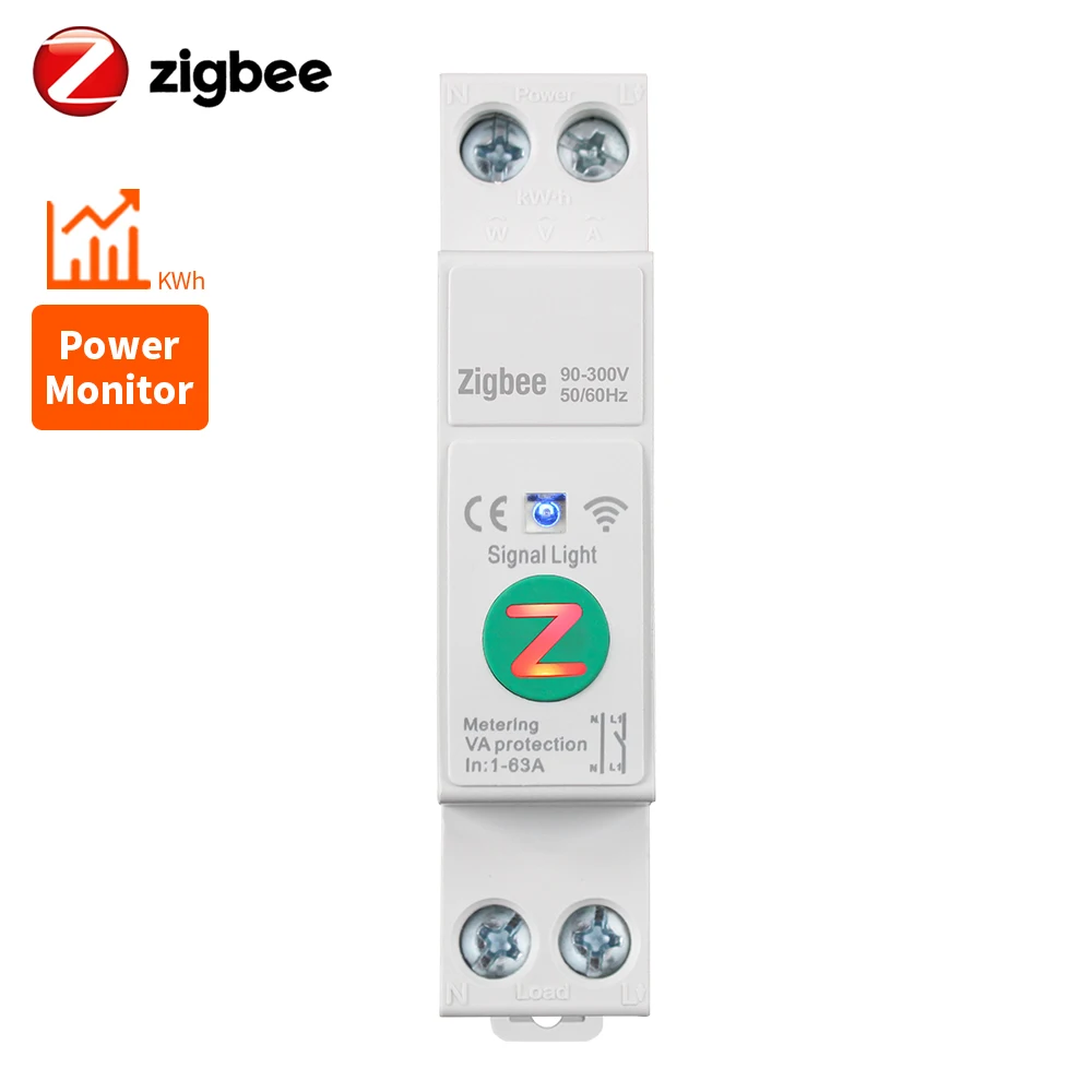 Voor Tuya WiFi/Zigbee Smart Stroomonderbreker 1P + N 63A Din Rail Schakelaar Met Metering Smart Breaker Voice Control voor Alexa - afbeelding 1