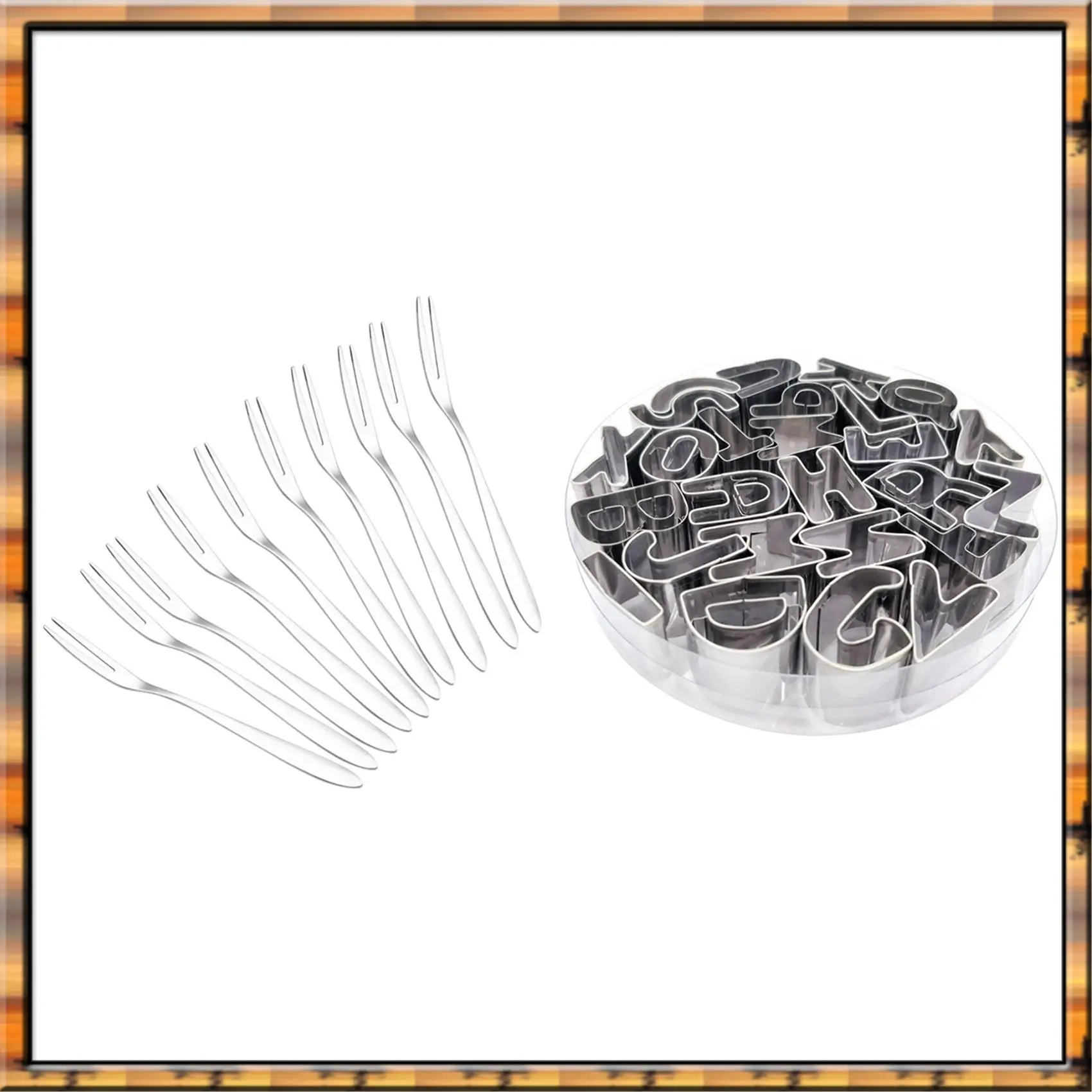 

2025 ! 10Pcs Stainless Steel Reusable Fruit Fork 13Cm & 1Set Stainless Steel Alphabet Letter Cookie Cutters Mold