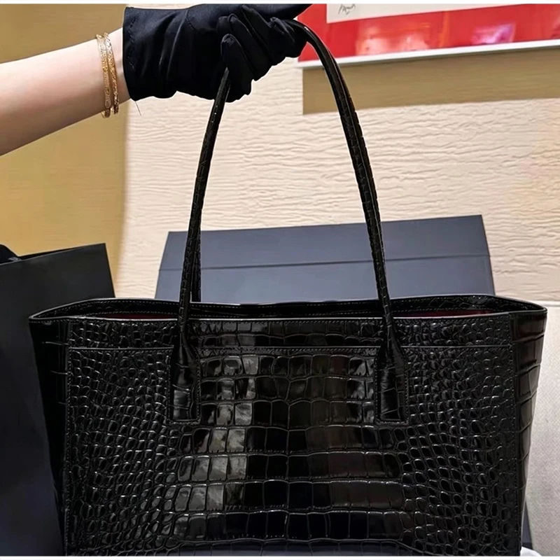 Handtasche mit Krokodilleder-Prägung und Obergriff, Luxuriöse Grüne Tragetasche, Vielseitige Schicke Alltags-Schultertasche für Frauen – Detail 35