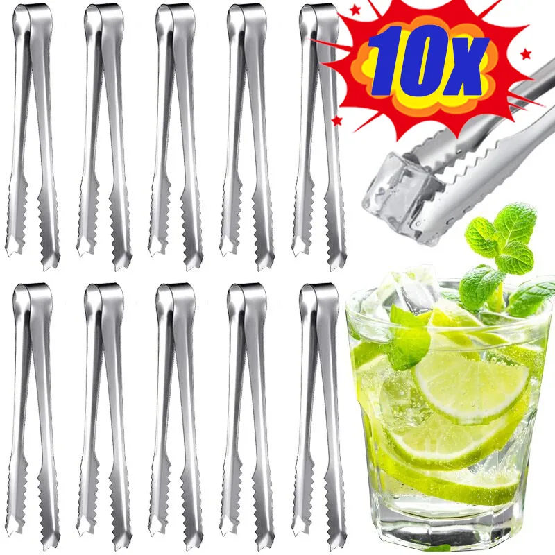 Stainless Steel Ice Tongs Bread Cake Clamps Salad Coffee Sugar Cubes Clips for Restaurant Bar Kitchen Tools Party Serving Tongs