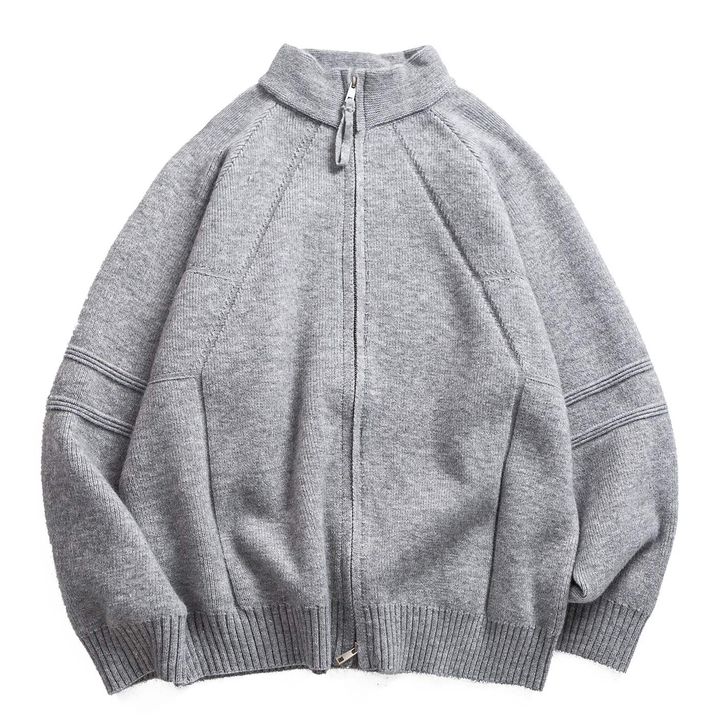 

Осень/зима 2022, жаккардовый кардиган в американском стиле ретро для мужчин, унисекс, вязаный свитер большого размера с воротником-стойкой, пальто