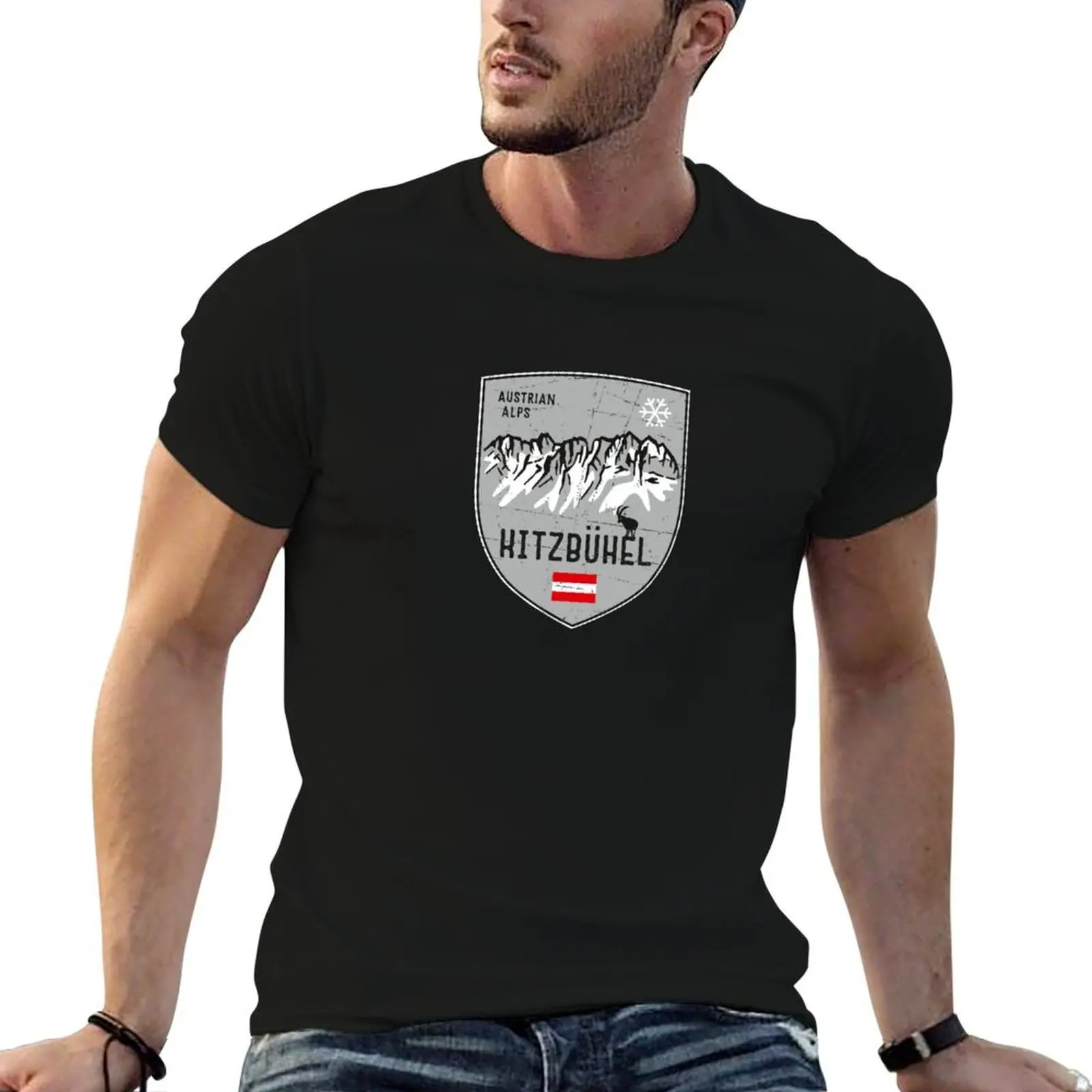 Camiseta con emblema de Austria de montaña de Kitzbuehel, camisetas con estampados, camisetas de algodón 100% g para hombre, camiseta para hombre