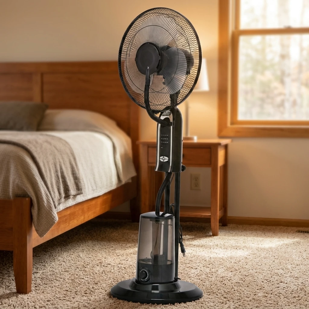 

5 Speed Adjustable Water Mist Pedestal Fan With Spray Function Remote Control