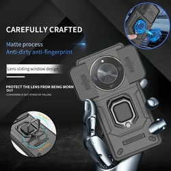 Armor Funda For Honor Magic6 Lite Case Slide Camera Protect Coque For Honor Magic 6 Lite Light Magic6Lite 5G Magnetic Ring Cover