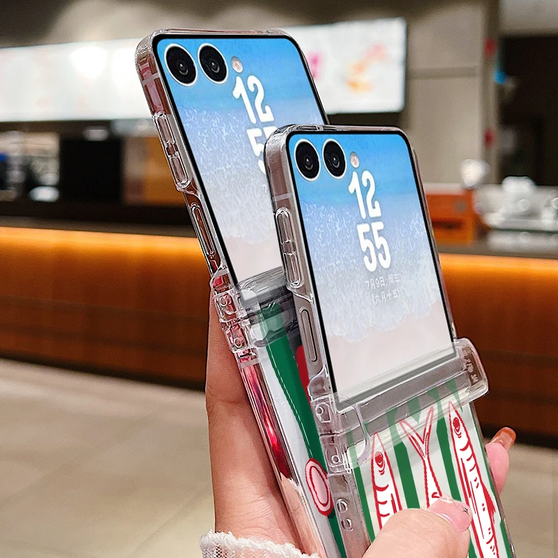 Sardines Crab Pattern Phone Case For Samsung Galaxy Z Flip 8 7 6 5 4 3 Clear Folding PC Cover For Samsung Z Flip8 Flip7 FE Flip6 view 5
