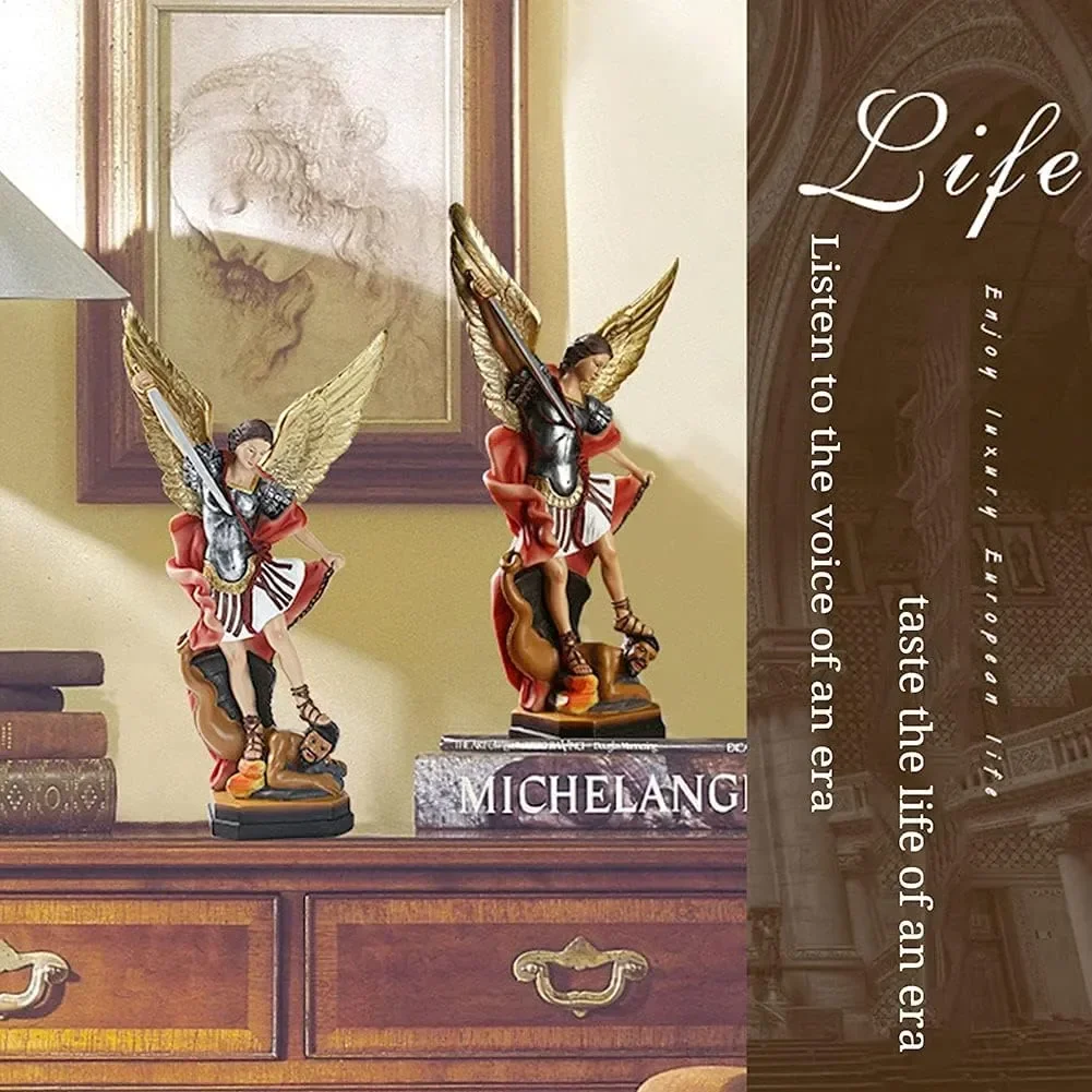 

8.7inch St Michael Statue, Archangel Michael Statue, San Miguel Arcangel Statue,Michael Archangel Defeated Lucifer Tramples