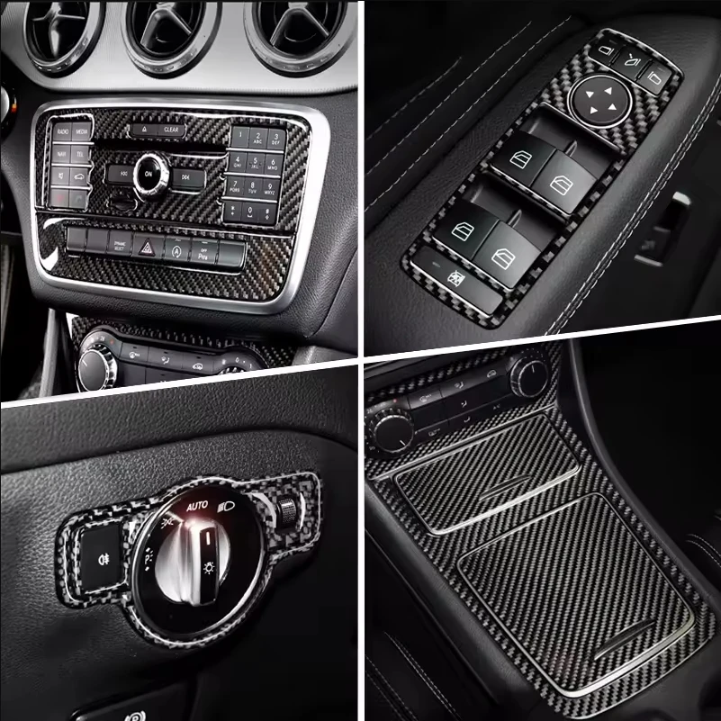 

Carbon Fiber For Mercedes A GLA CLA Class W176 X156 C117 Car Interior Gearshift AC CD Panel Door Armrest Cover Trim Accessories