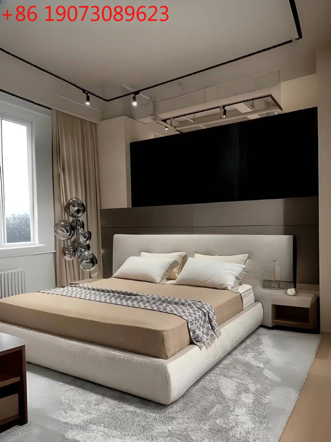 

Modern Light Luxury High-end Fabric Large Apartment Wedding Room Minimalist Italian Luxury Master Bedroom Minimalist Fabric Bed