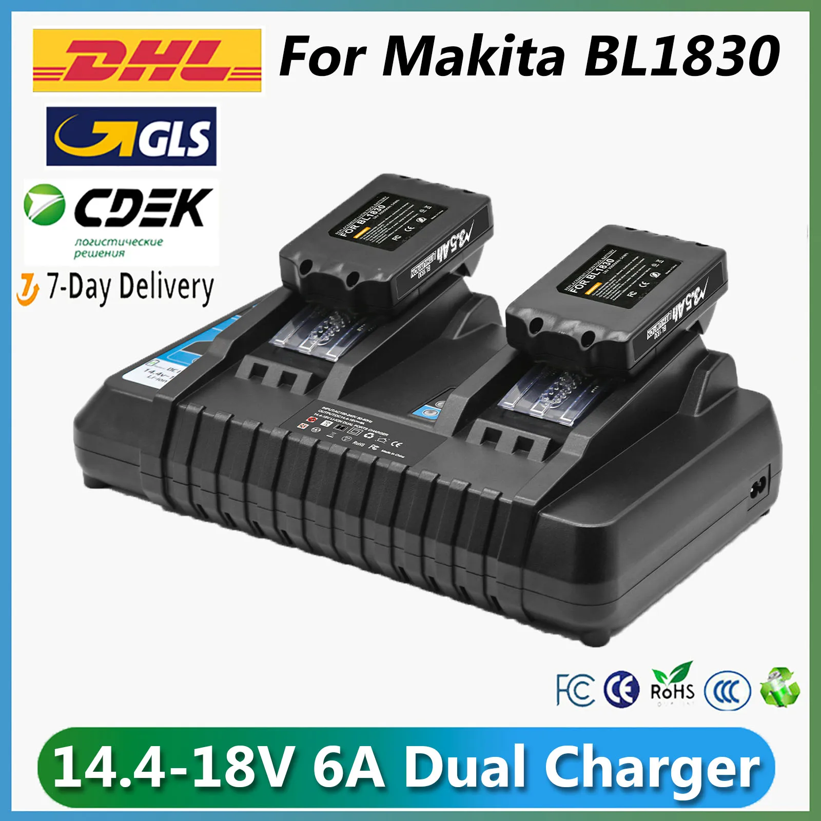 

6A Dual Charger Rapid Charger DC18RD For Makita Tools 14.4V-18V Battery BL1815 BL1820 BL1830 BL1850 BL1860 BL1840 BL1430 BL1415