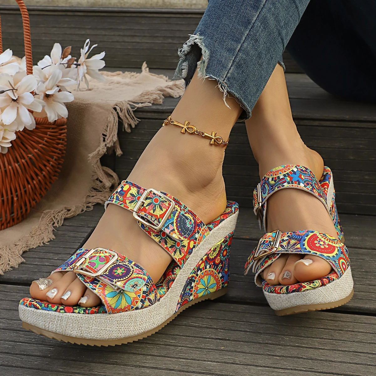 

2026 Women Sandals Summer Round Toe Sandals Comfortable Casual Slippers for Women Fashion Elegant Sexy Banquet High Heel Shoes