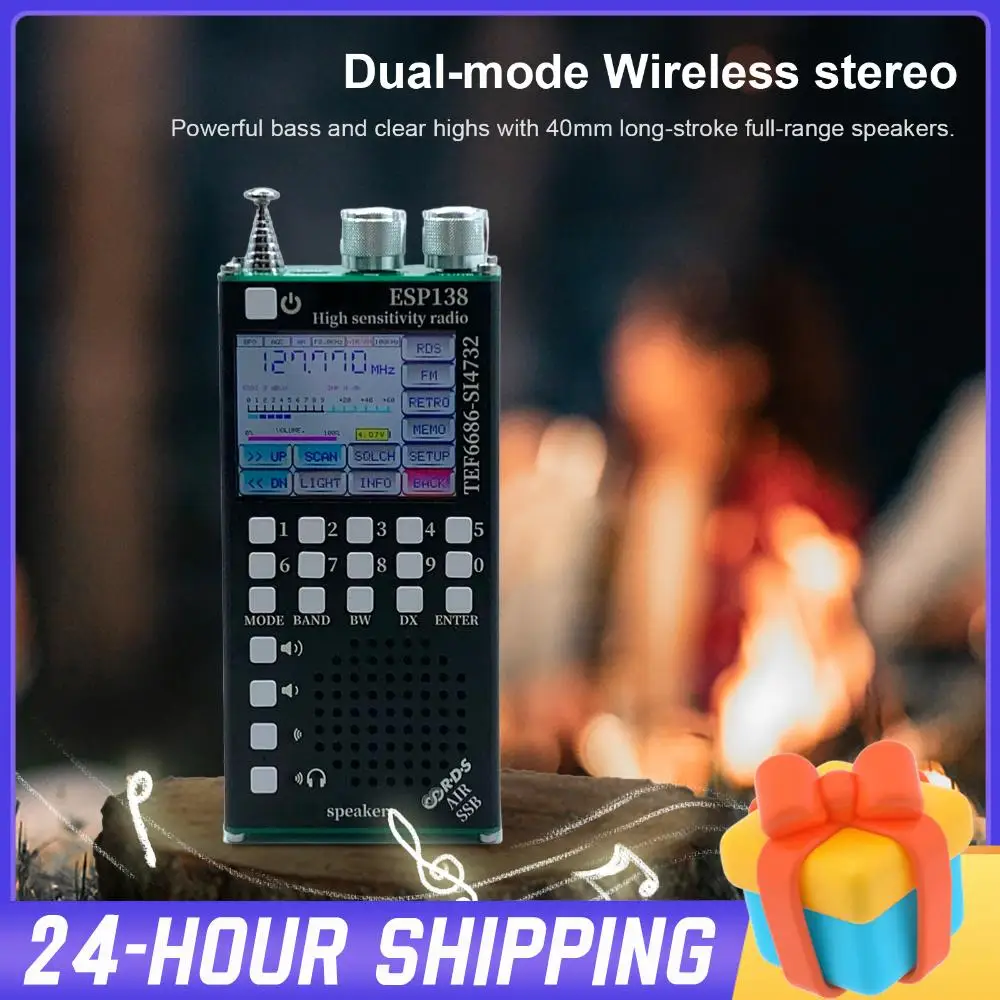 متعددة الوظائف مكبرات صوت بخاصية البلوتوث راديو RDS عرض البيانات استقبال ESP138 ESP32 SI4732 باليد راديو استقبال نوع C شحن