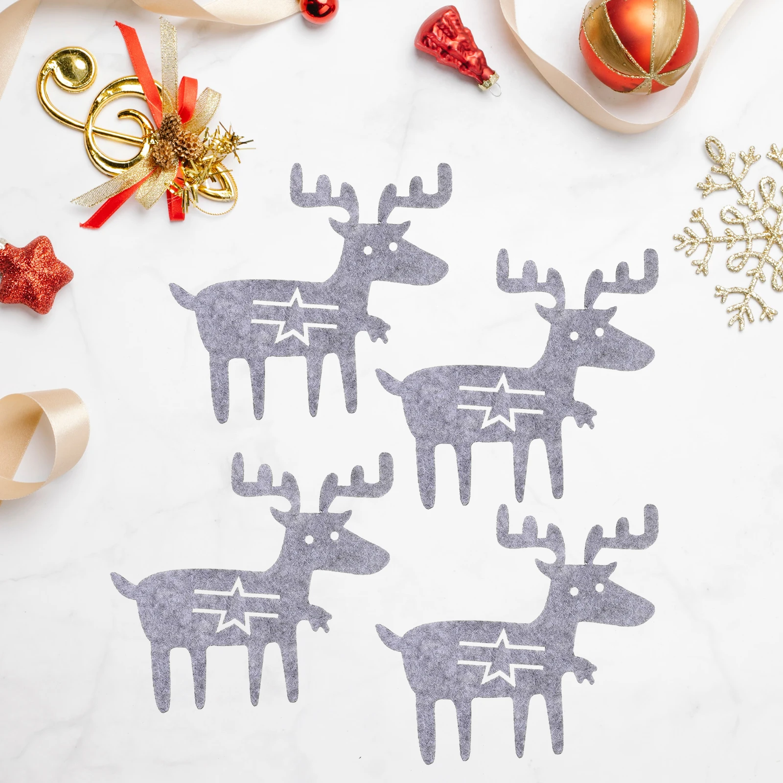 

4Pcs Reindeer Shaped Cutlery Pouches Christmas Fork Spoon Storage Bags Party Tableware Accessories Cutlery Holder for Party