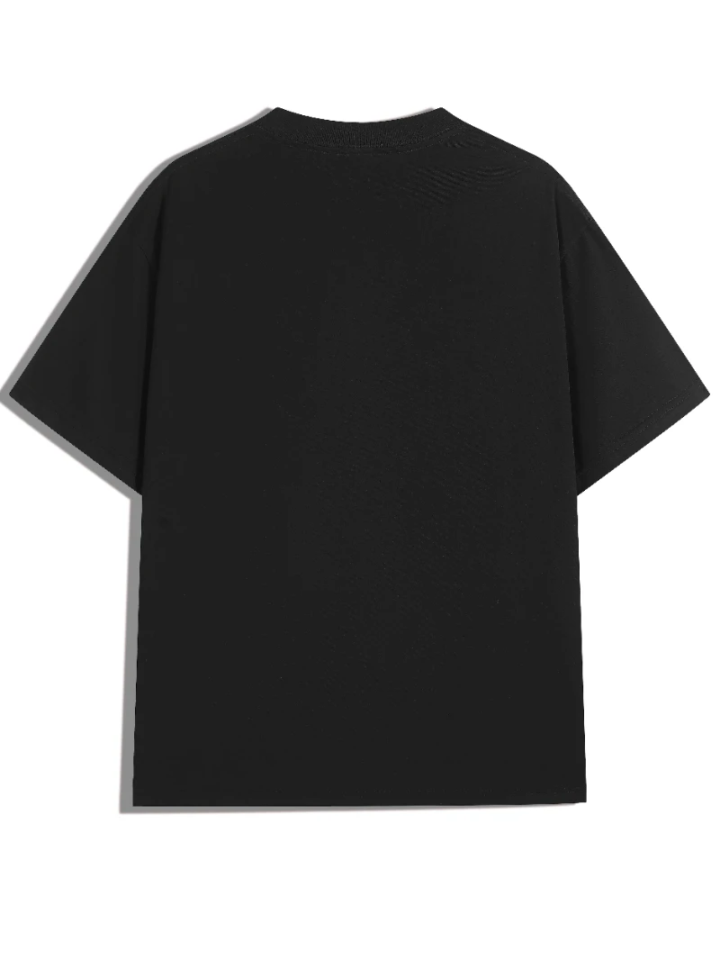 تي شيرت فضفاض مريح للرجال باللون الرمادي الداكن المقلد بنمط عتيق هدية مثالية من القطن الأسود #3